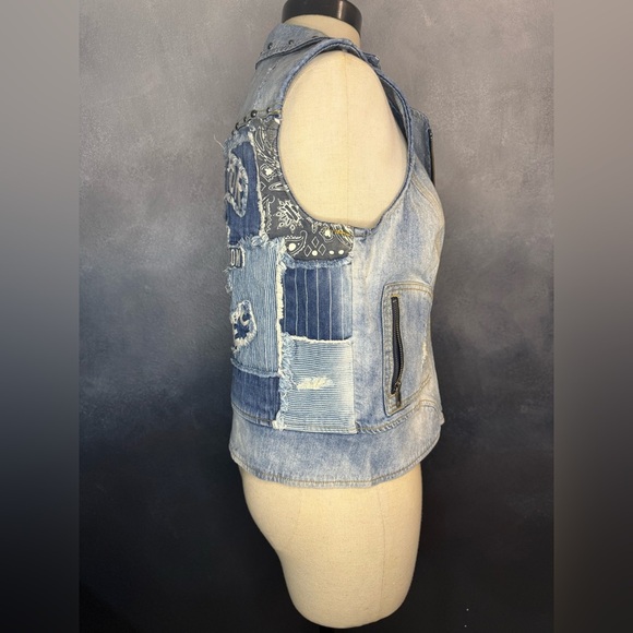 Harley-Davidson Distressed Denim Vest – Size S - Picture 7 of 16
